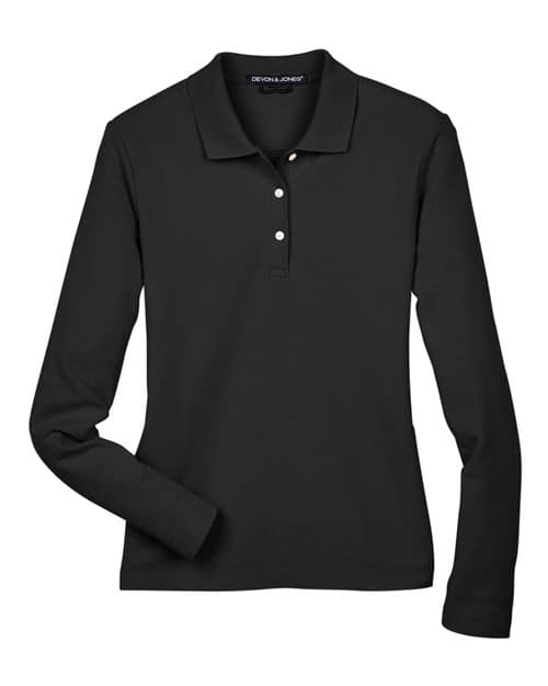 Devon & Jones Women's Pima Piqué Long Sleeve Polo thumbnail 3