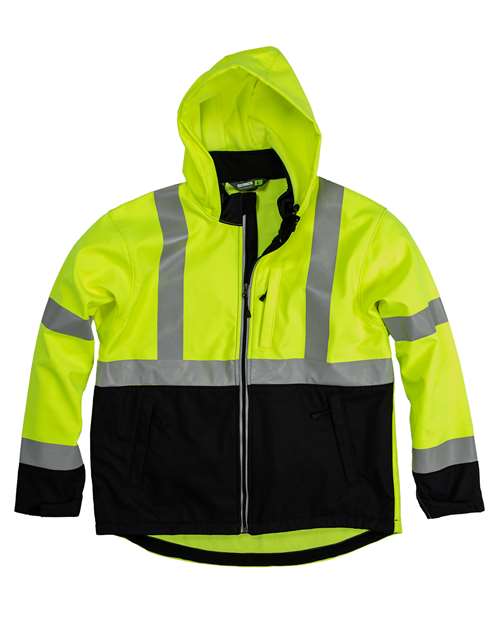 Berne Apparel Men's Hi-Vis Class 3 Hooded Soft Shell Jacket thumbnail 3