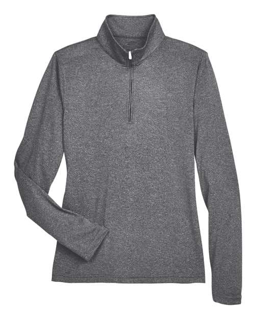 UltraClub Women's Cool & Dry Heathered Performance Quarter-Zip Pullover thumbnail 3