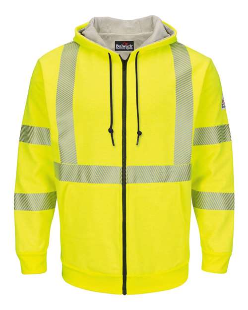 Bulwark Men's Tall Hi-Visibility Zip-Front Hooded Fleece Sweatshirt with Waffle Lining thumbnail 2