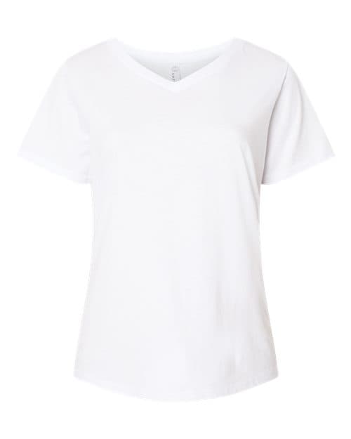 LAT Women's Curvy Collection Fine Jersey V-Neck Tee thumbnail 3