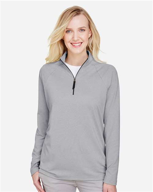 Devon & Jones Women's CrownLux Performance® Clubhouse Micro-Stripe Quarter-Zip Pullover thumbnail 2