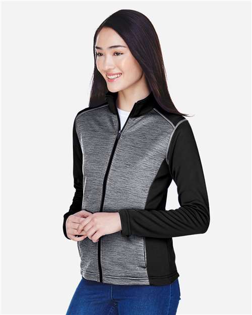 Devon & Jones Women's Newbury Colorblock Mélange Fleece Full-Zip Jacket thumbnail 6
