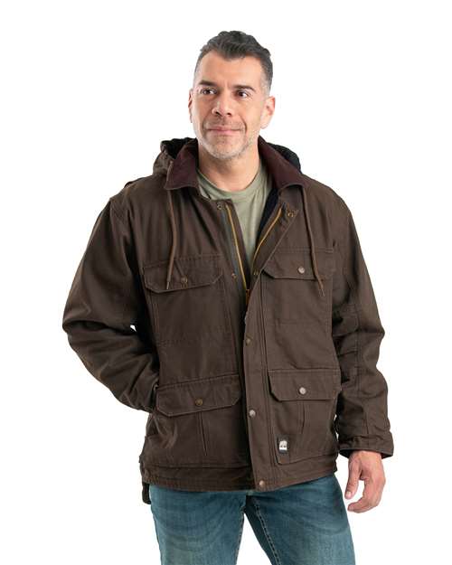 Berne Apparel Men's Heartland Washed Duck Zip-Off Hooded Coat thumbnail 2