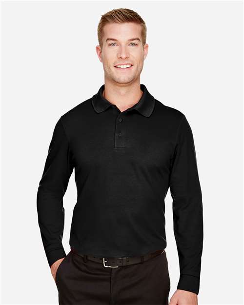 Devon & Jones Men's Tall CrownLux Performance® Plaited Long Sleeve Polo thumbnail 2