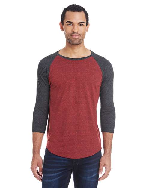 Threadfast Apparel Unisex Triblend Three-Quarter Sleeve Raglan T-Shirt thumbnail 2