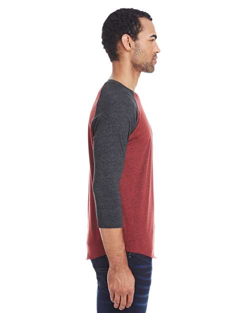 Threadfast Apparel Unisex Triblend Three-Quarter Sleeve Raglan T-Shirt thumbnail 3