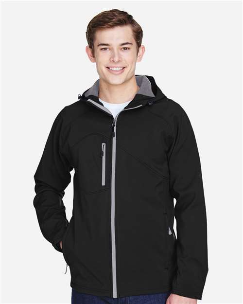 North End Men's Prospect Two-Layer Fleece Bonded Soft Shell Hooded Jacket thumbnail 2