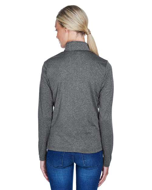 UltraClub Women's Cool & Dry Heathered Performance Quarter-Zip Pullover thumbnail 5