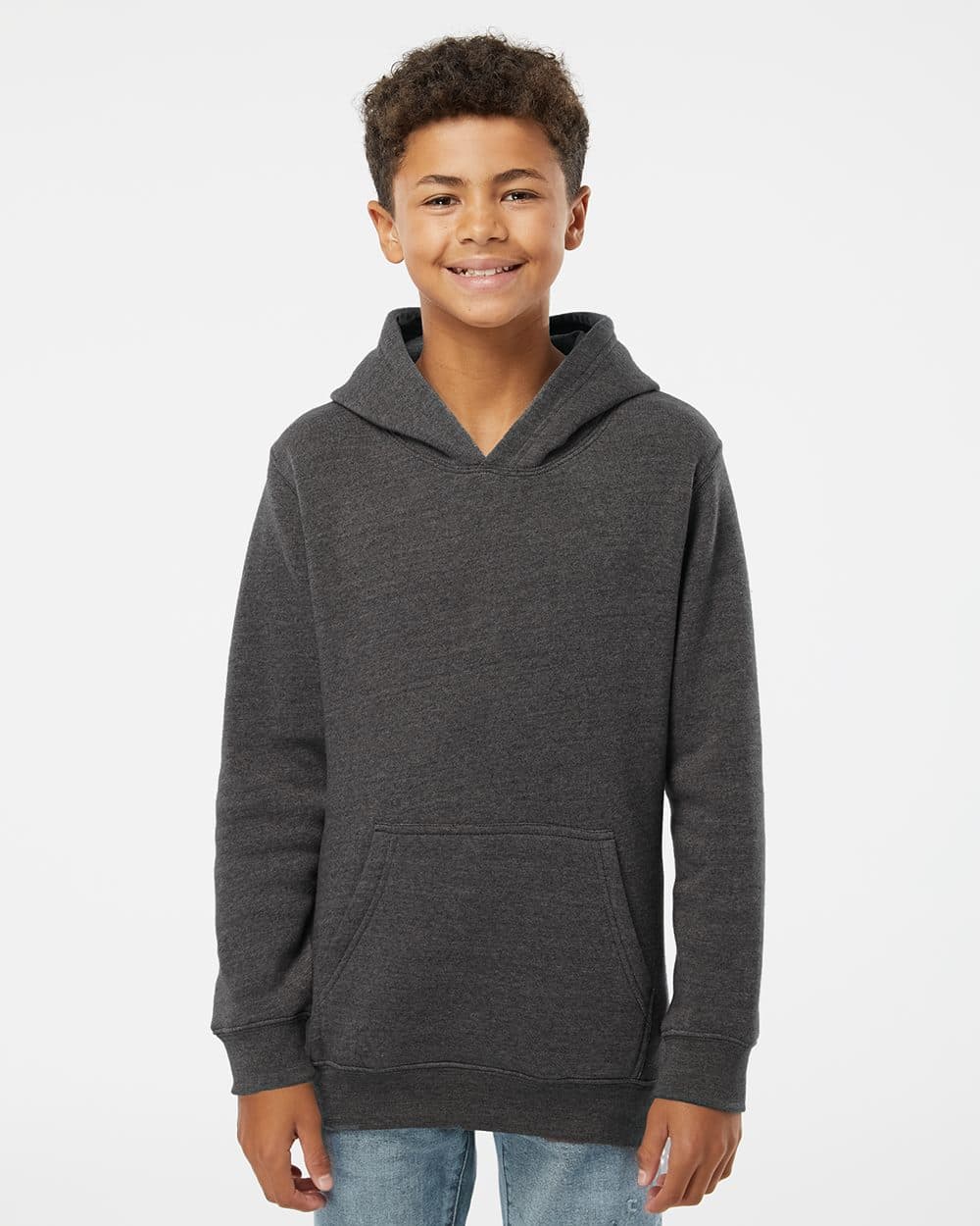 J. America Youth Triblend Fleece Hooded Sweatshirt