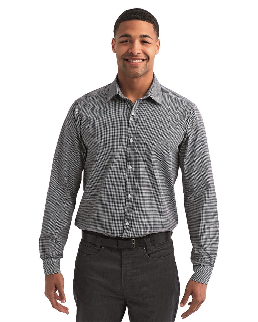 Artisan Collection by Reprime Men's Microcheck Gingham Cotton Shirt