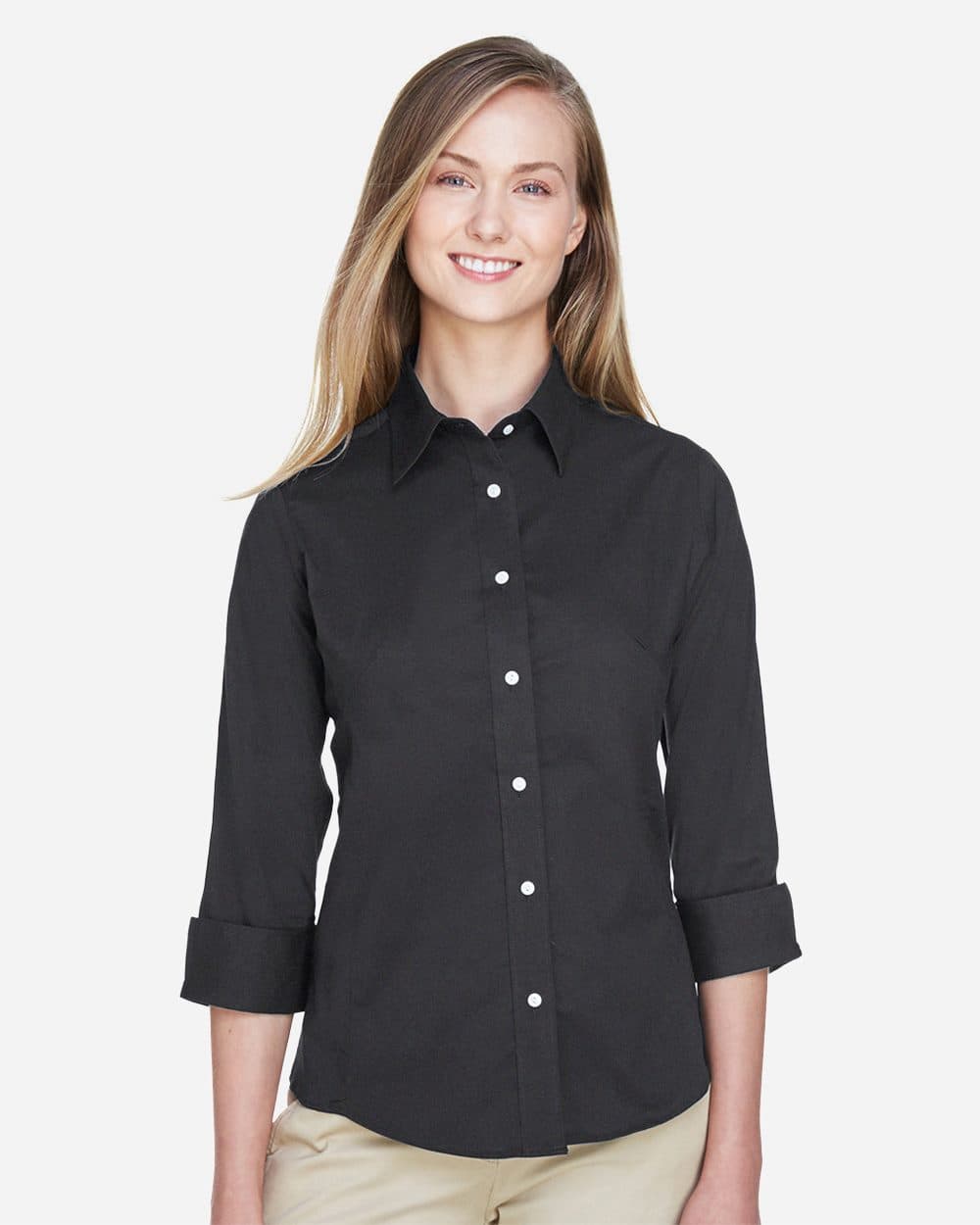 Devon & Jones Women's Perfect Fit™ Three-Quarter Sleeve Stretch Poplin Dress Shirt
