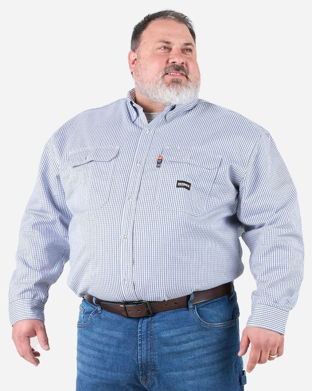 Berne Apparel Men's Tall Flame-Resistant Down Plaid Work Shirt