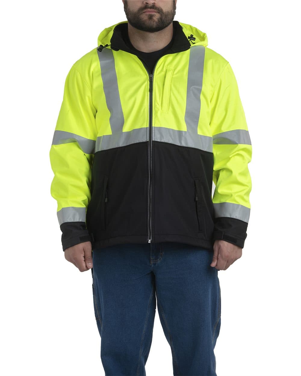 Berne Apparel Men's Tall Hi-Vis Class 3 Hooded Soft Shell Jacket