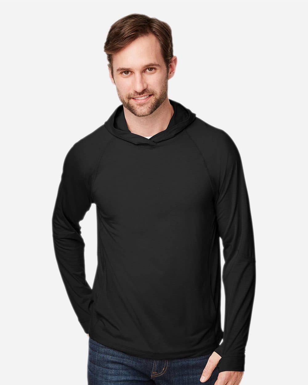 North End Unisex JAQ Stretch Performance Hooded Long Sleeve T-Shirt