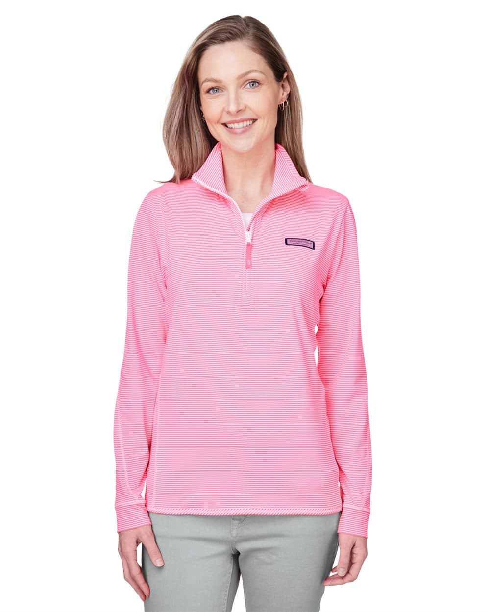 vineyard vines Women's Microstripe Sankaty Half-Zip Pullover