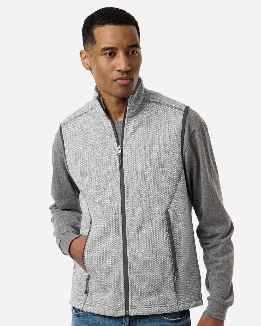 North End Men's Jasper Jacquard Fleece Vest