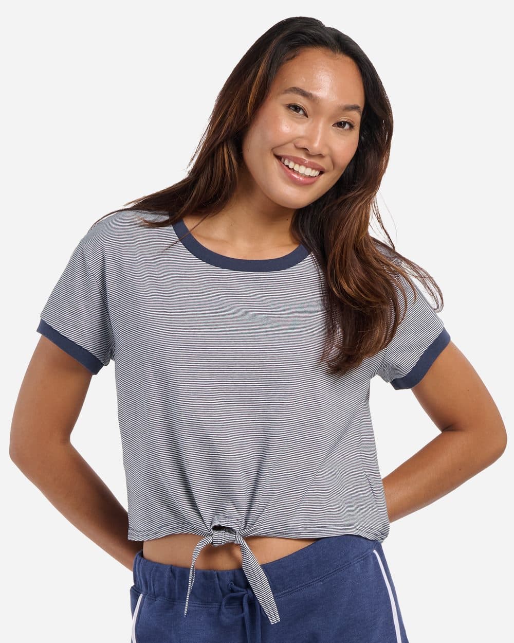 Boxercraft Women's Striped Tie Front T-Shirt