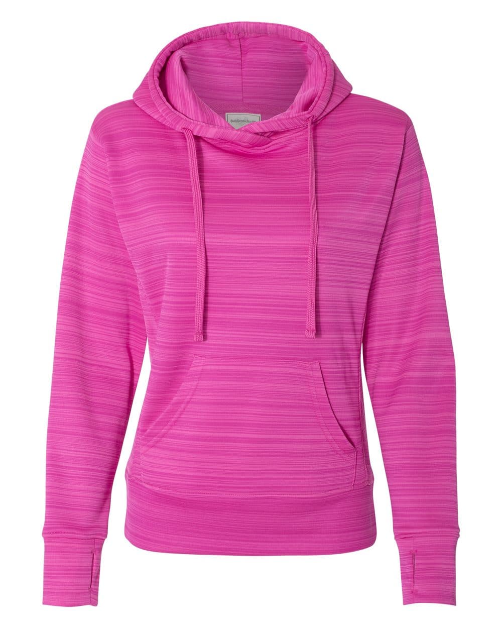 J. America Women's Odyssey Striped Performance Fleece Lapover Hooded Sweatshirt