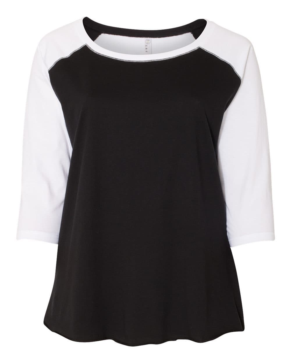 LAT Women's Curvy Collection Baseball Three-Quarter Sleeve Tee