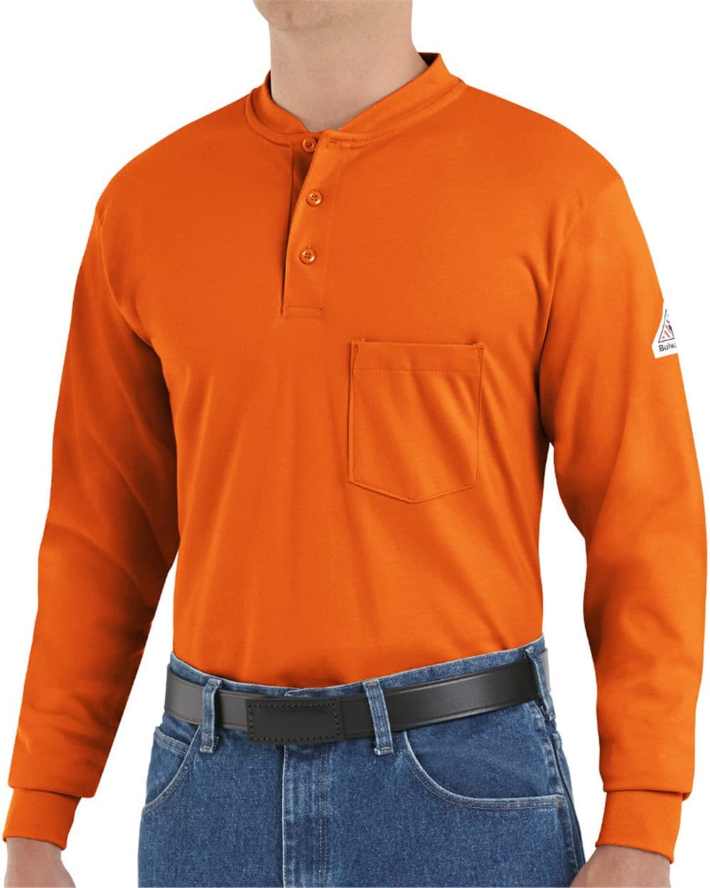 Bulwark Men's Long Sleeve Tagless Henley Shirt