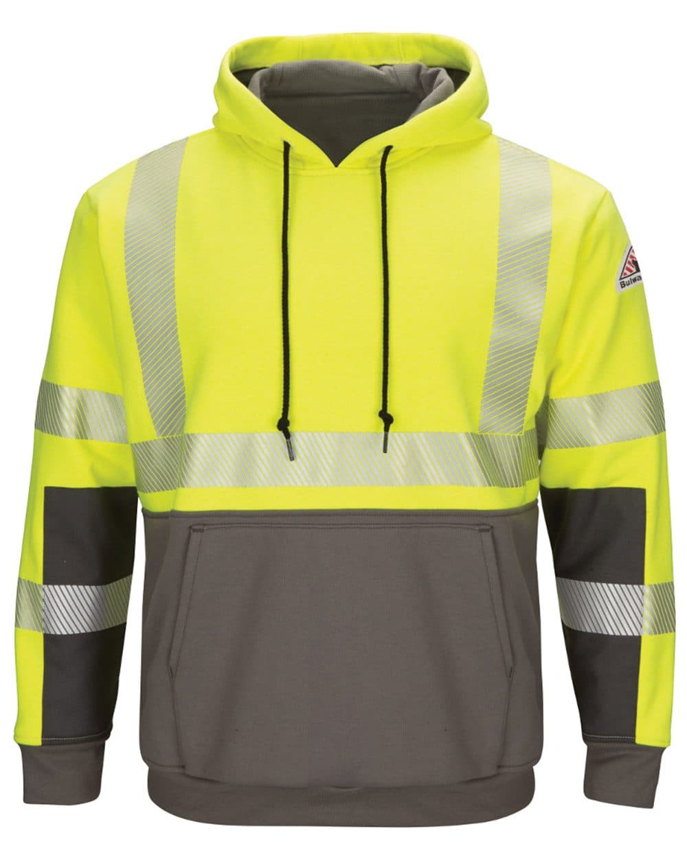 Bulwark Men's Hi-Visibility Color-Blocked Hooded Sweatshirt