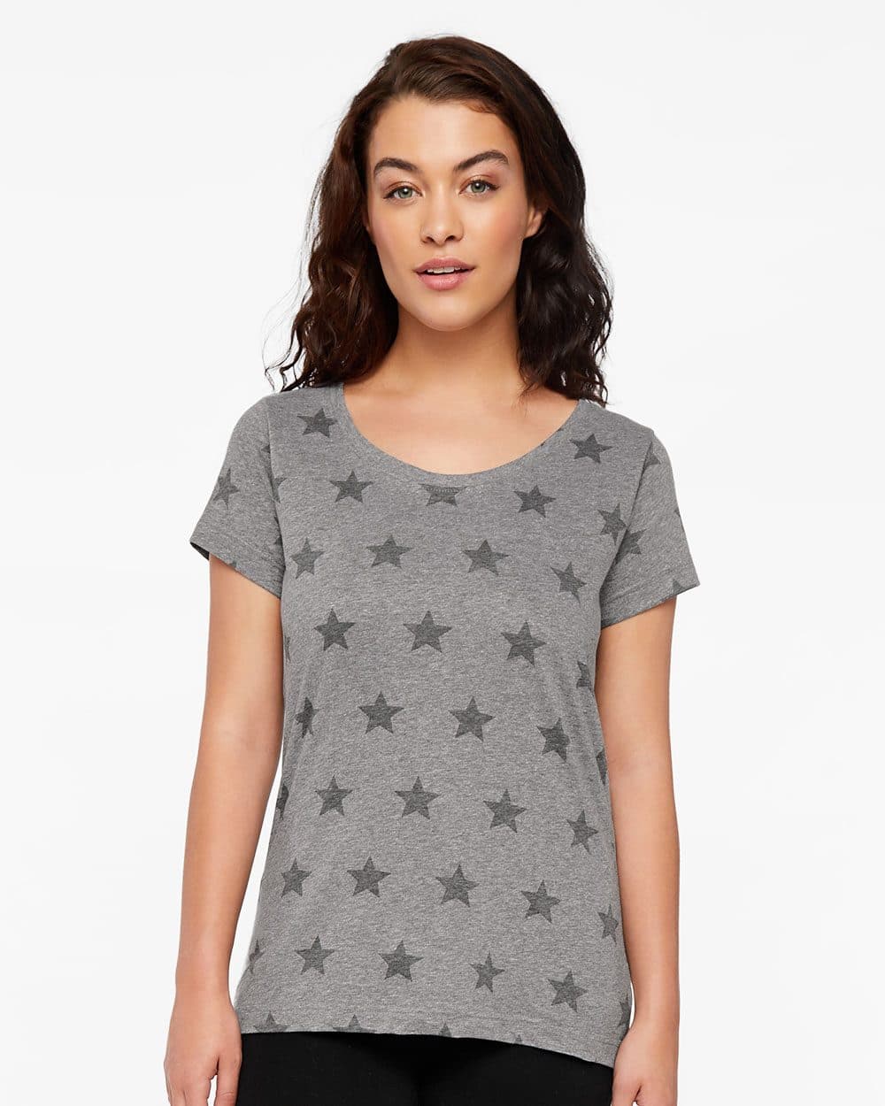 Code Five Women's Star Print Scoop Neck Tee