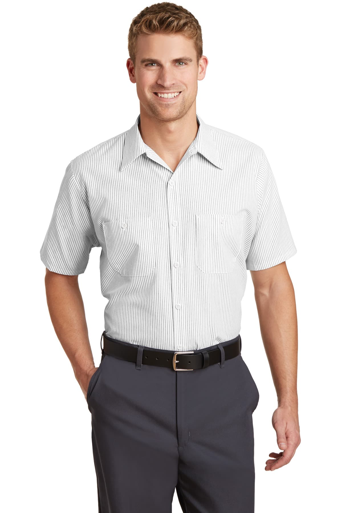 Red Kap ® Short Sleeve Striped Industrial Work Shirt. CS20 thumbnail 4
