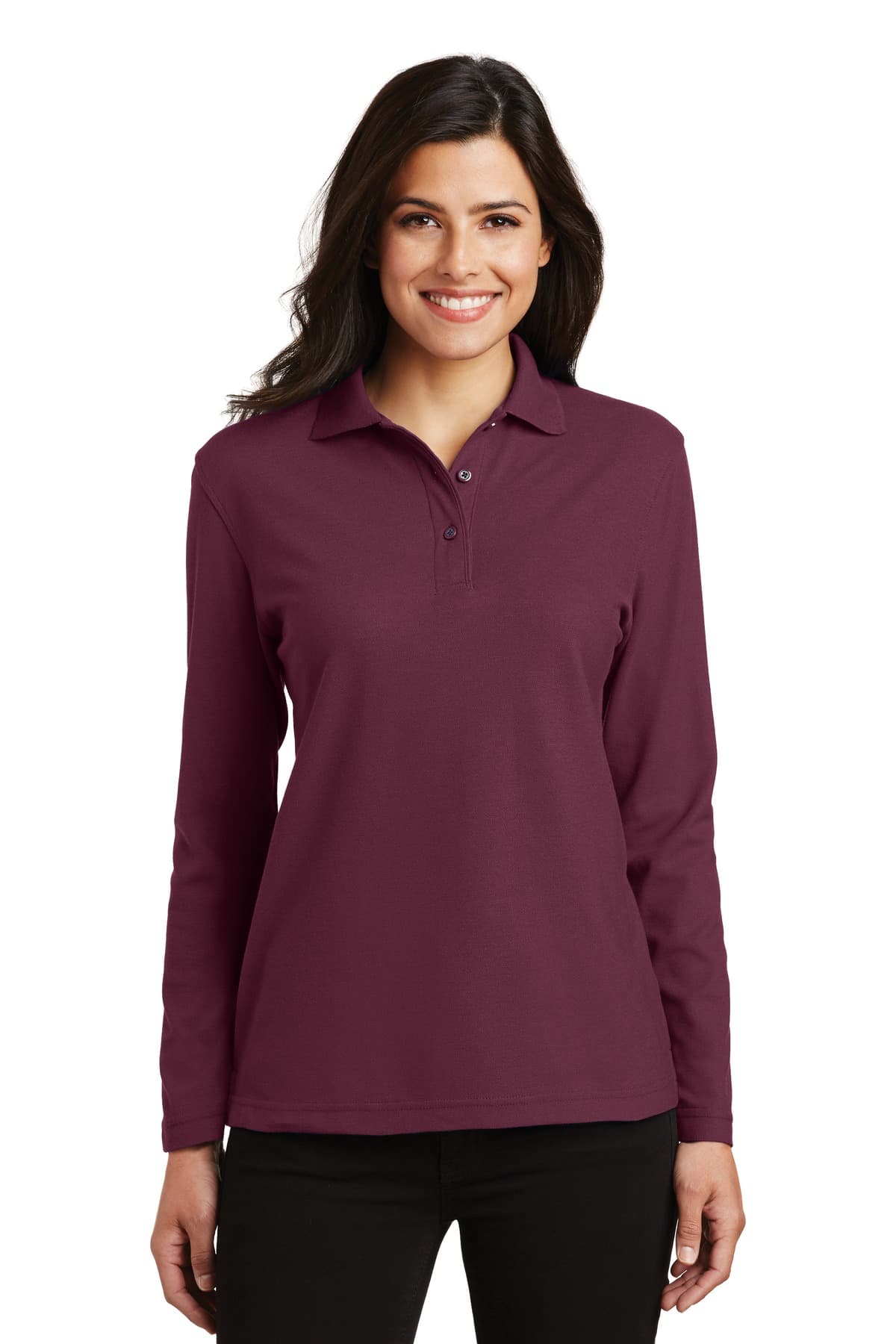 Port Authority ® Women's Silk Touch™ Long Sleeve Polo. L500LS thumbnail 7
