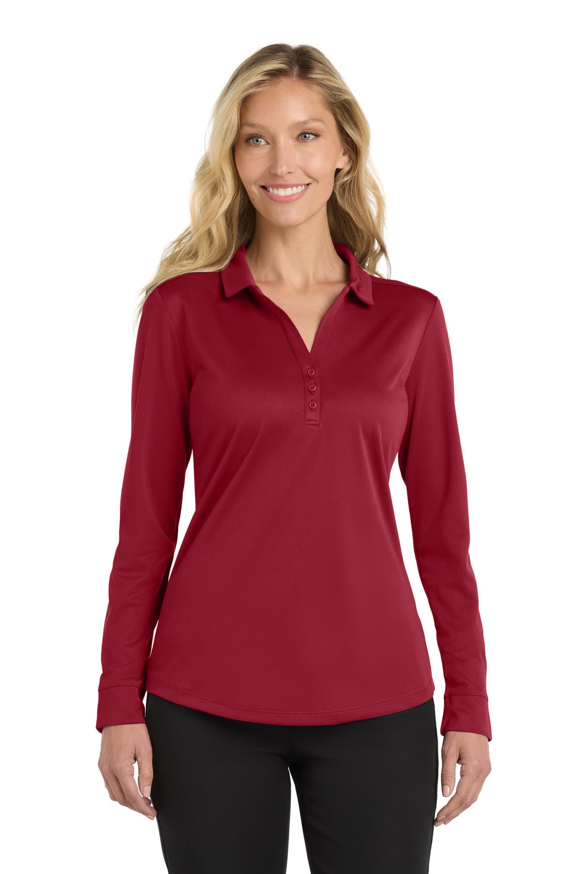 Port Authority ® Women's Silk Touch ™ Performance Long Sleeve Polo. L540LS thumbnail 6