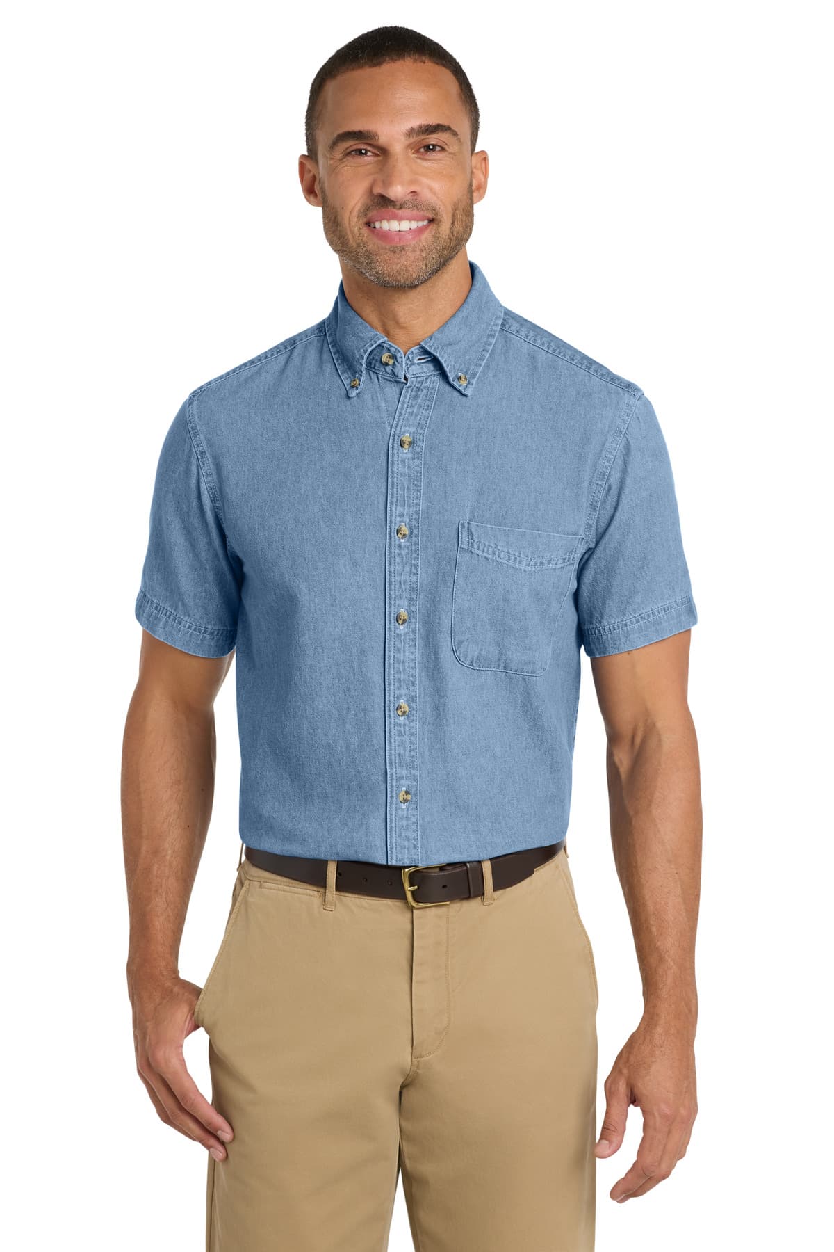 Port & Co ™ Short Sleeve Value Denim Shirt. SP11 thumbnail 4