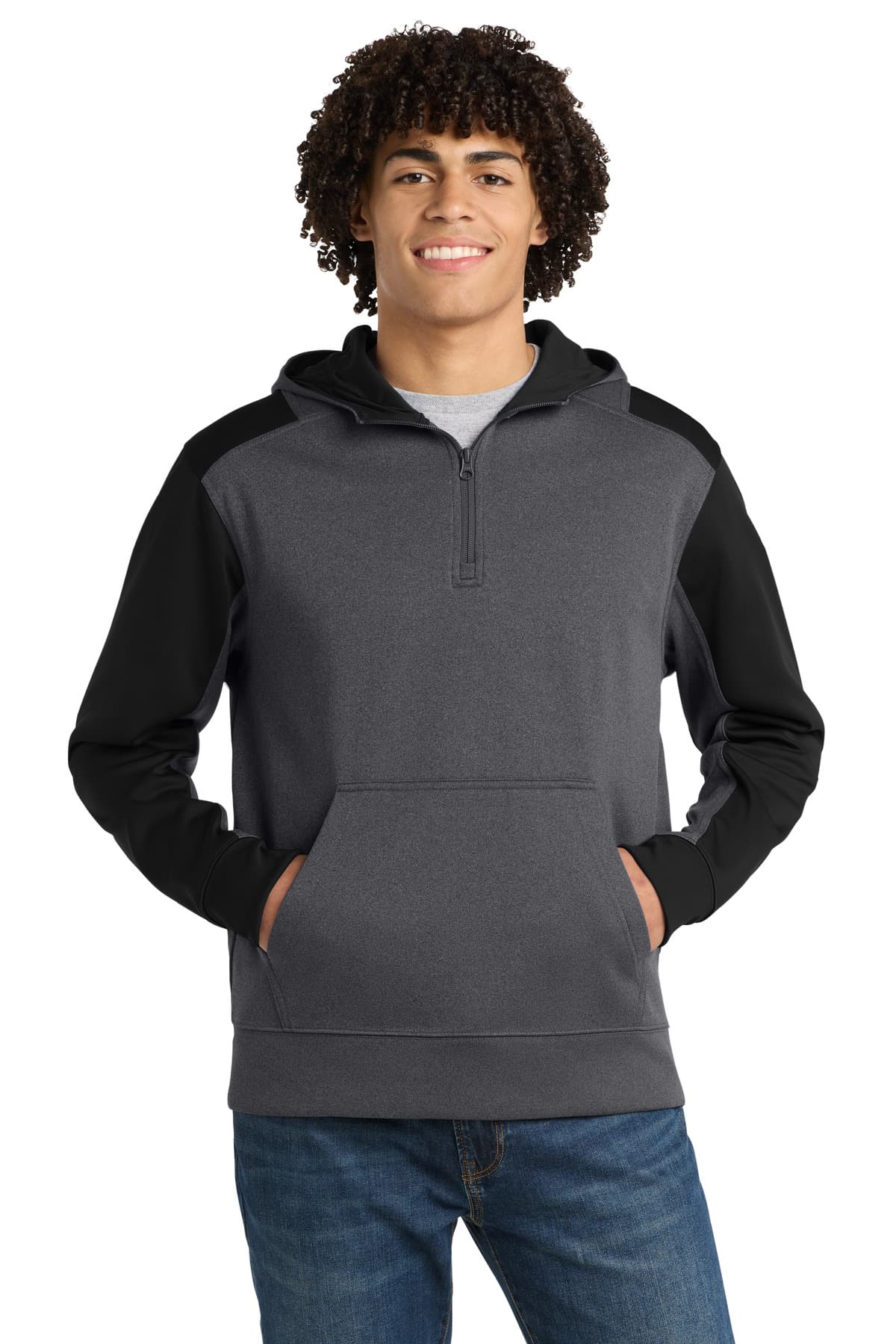 Sport-Tek ® Tech Fleece Colorblock 1/4-Zip Hooded Sweatshirt. ST249