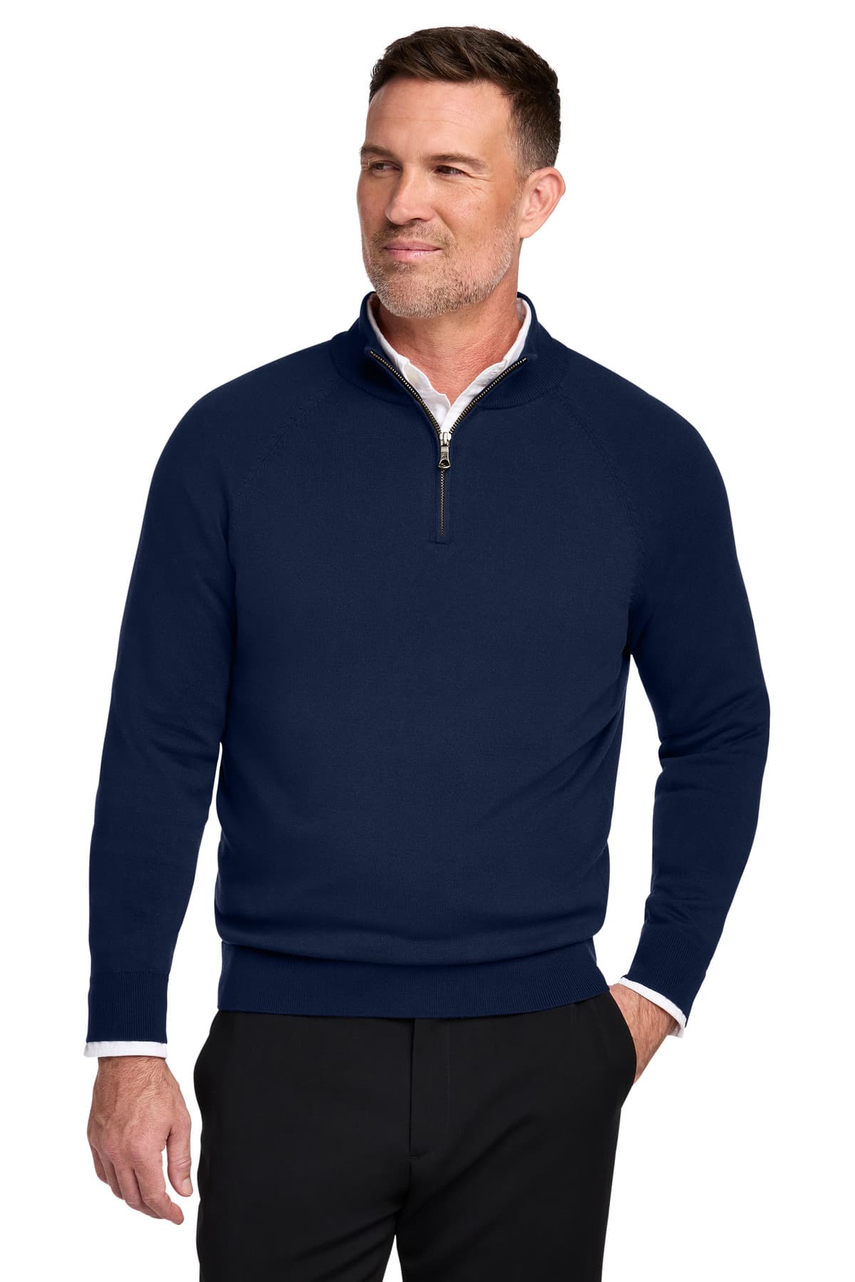 Brooks Brothers ® Cotton Stretch 1/4-Zip Sweater BB18402 thumbnail 4