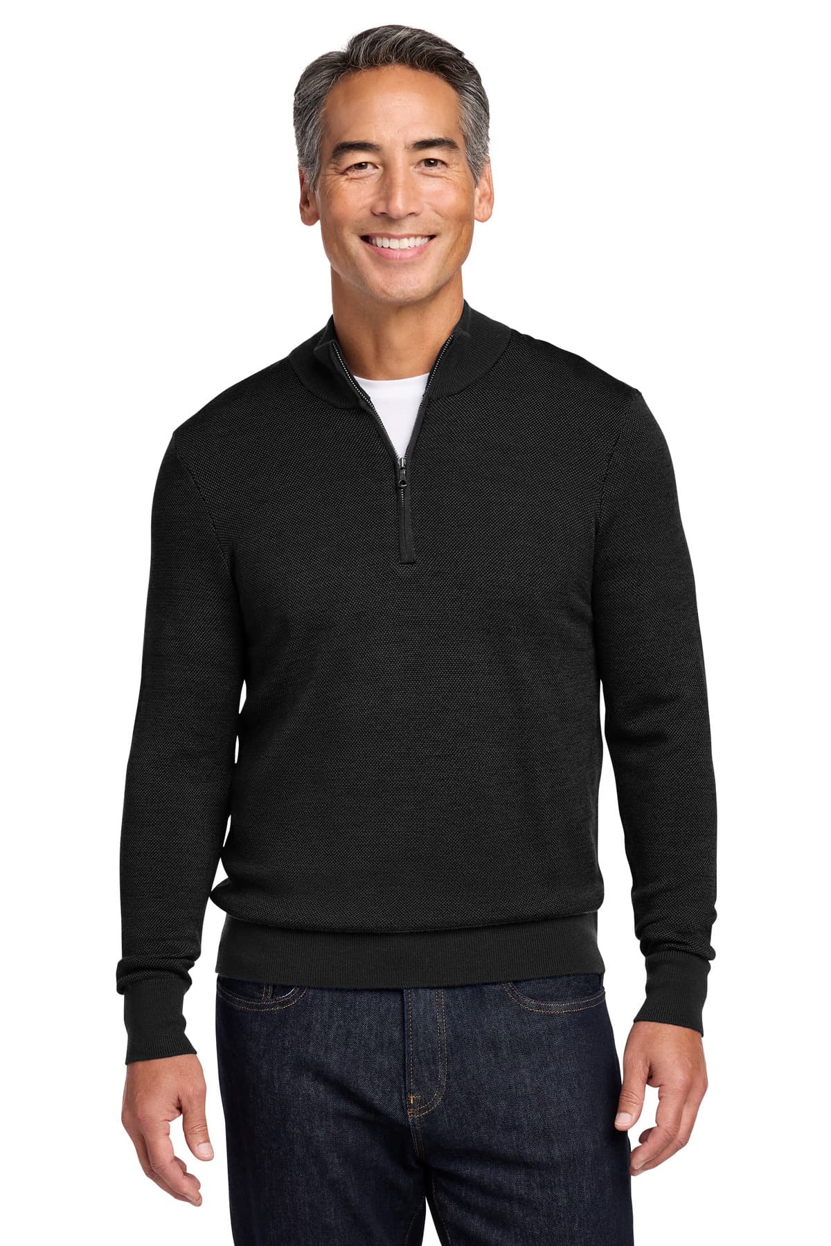 Brooks Brothers ® Washable Merino Birdseye 1/4-Zip Sweater BB18412 thumbnail 5