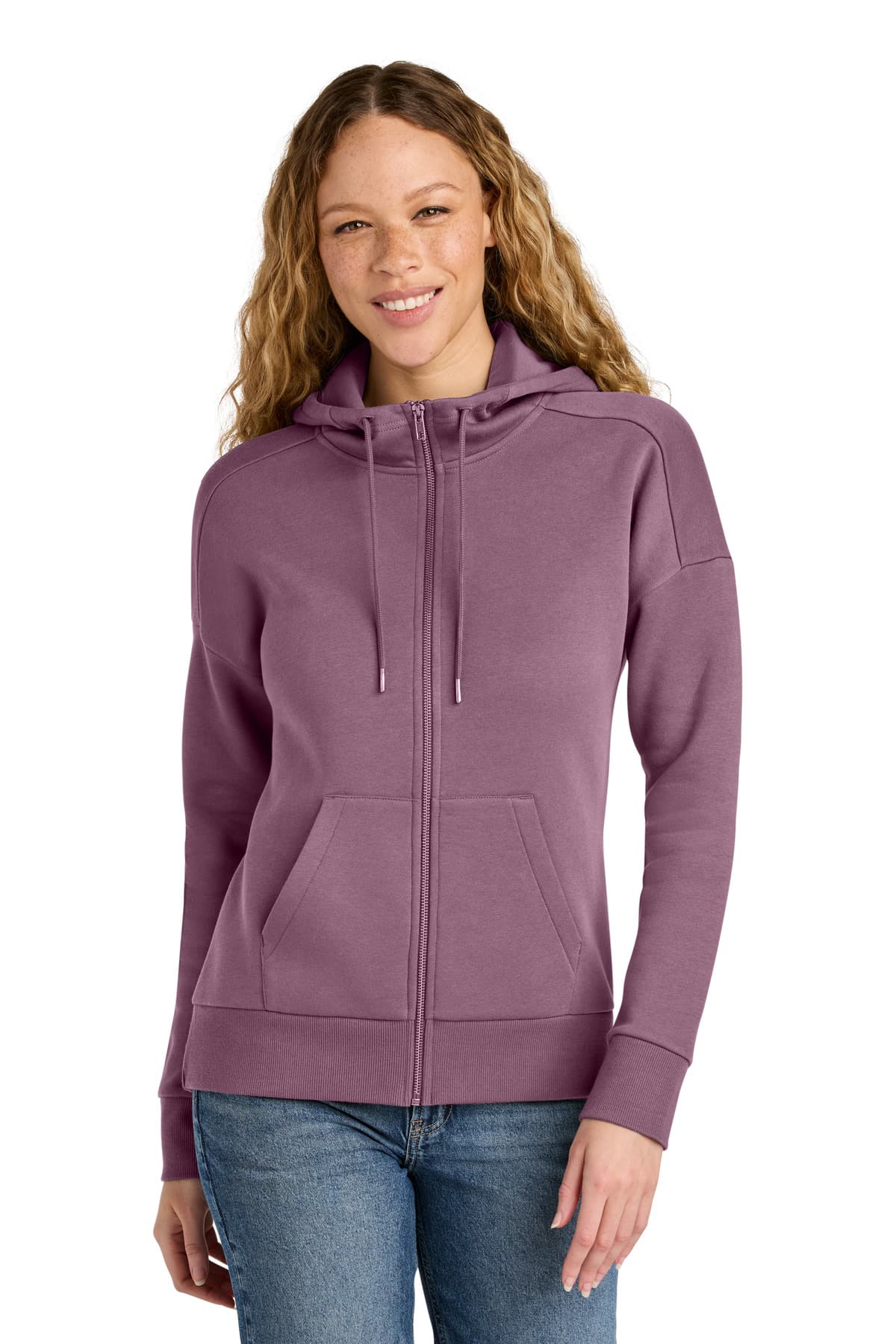 District ® Women's Perfect Weight ® Fleece Drop Shoulder Full-Zip Hoodie DT1104 thumbnail 6