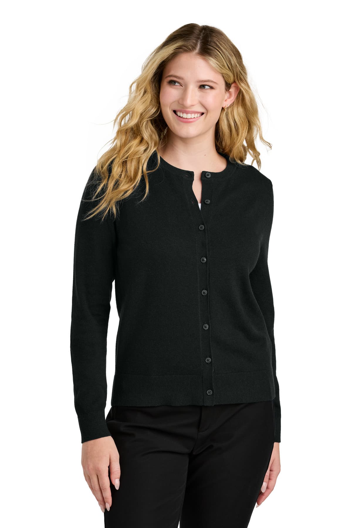 Port Authority ® Women's Easy Care Crewneck Cardigan Sweater LSW2870 thumbnail 6