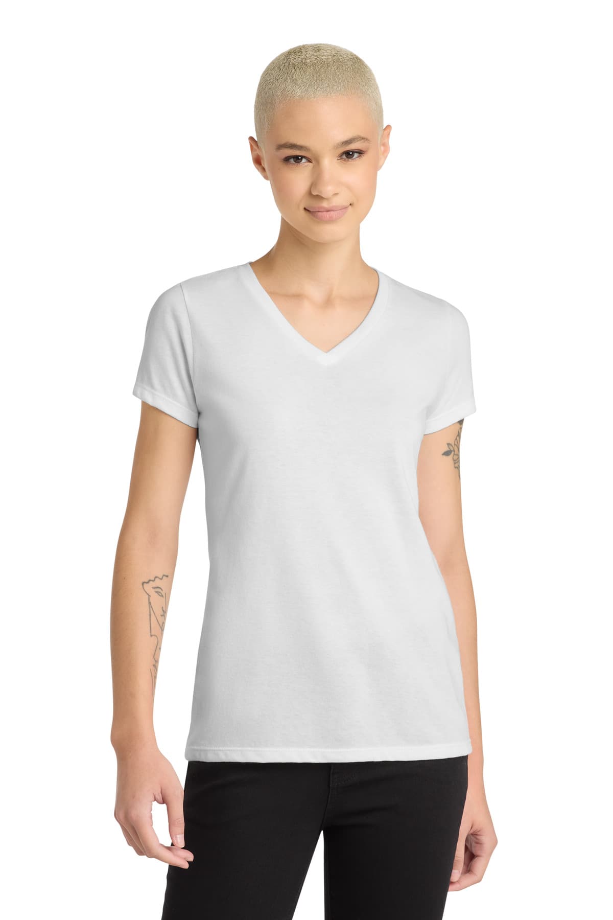 District ® Women's Perfect Blend ® CVC V-Neck Tee. DM1190L thumbnail 4
