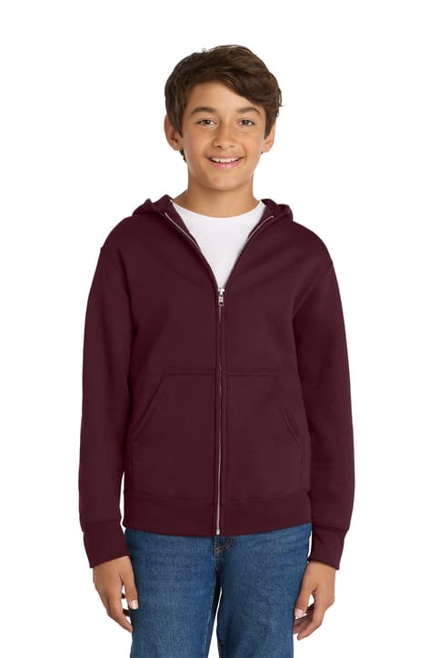 Port & Co ™ Youth Core Fleece Full-Zip Hooded Sweatshirt. PC90YZH