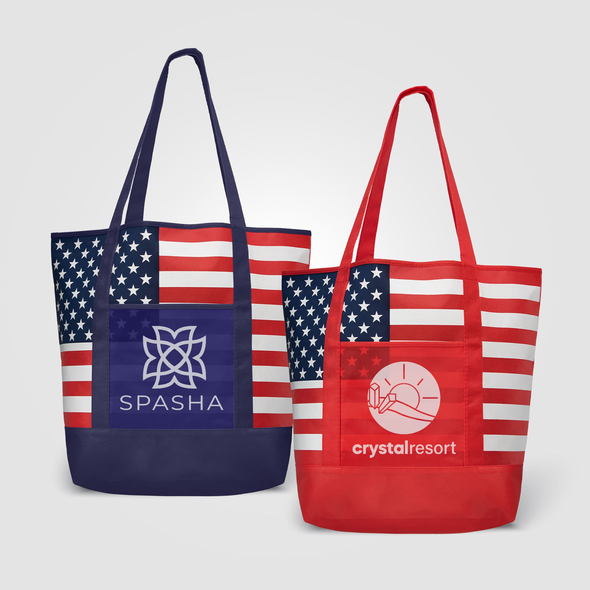 American Flag Non-Woven Tote Bag with 210D Pocket