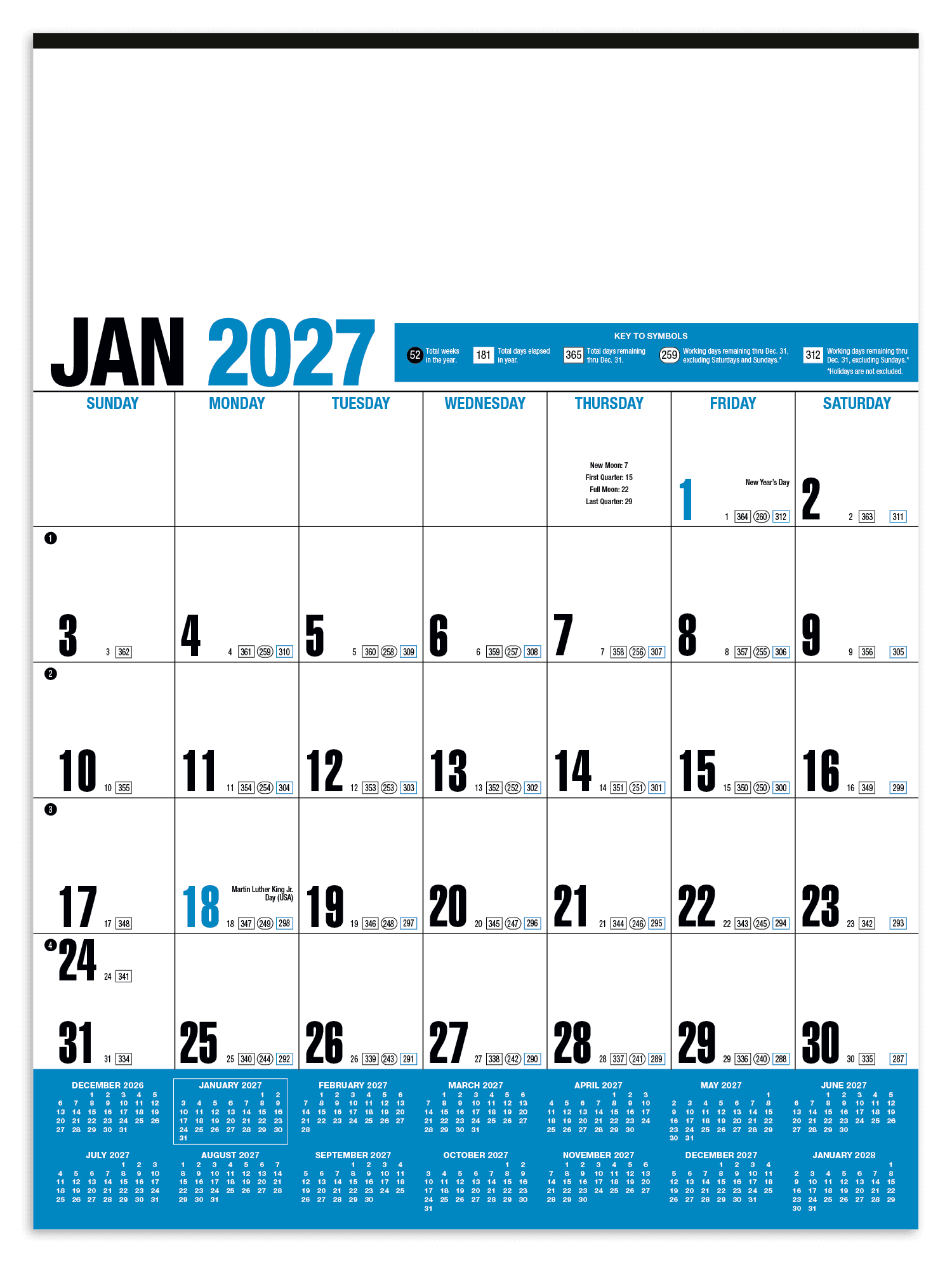 HotLine® Products Yearly Record® Blue Calendar