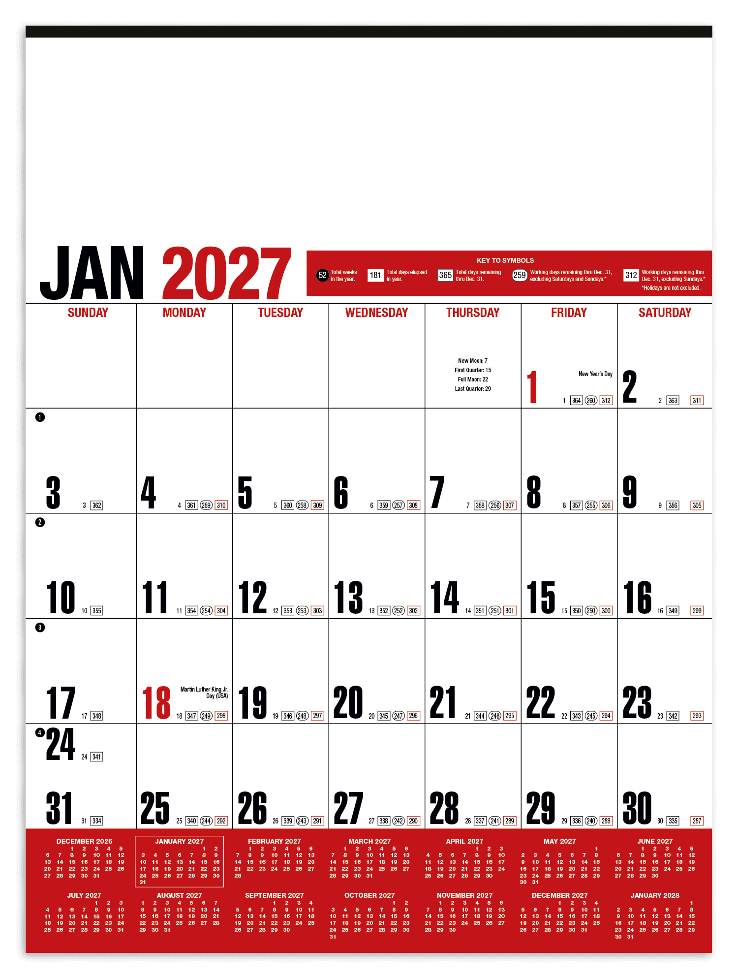 HotLine® Products Yearly Record® Red Calendar