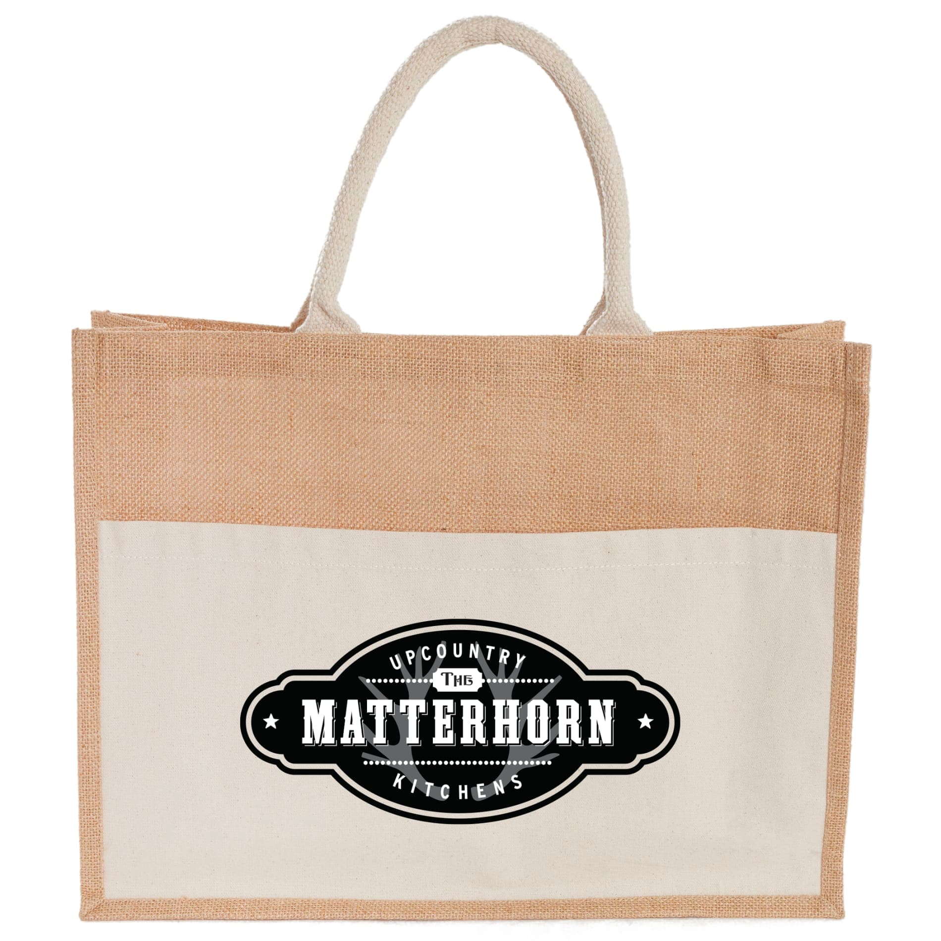 Jute Shopper Tote with Recycled Cotton Pocket