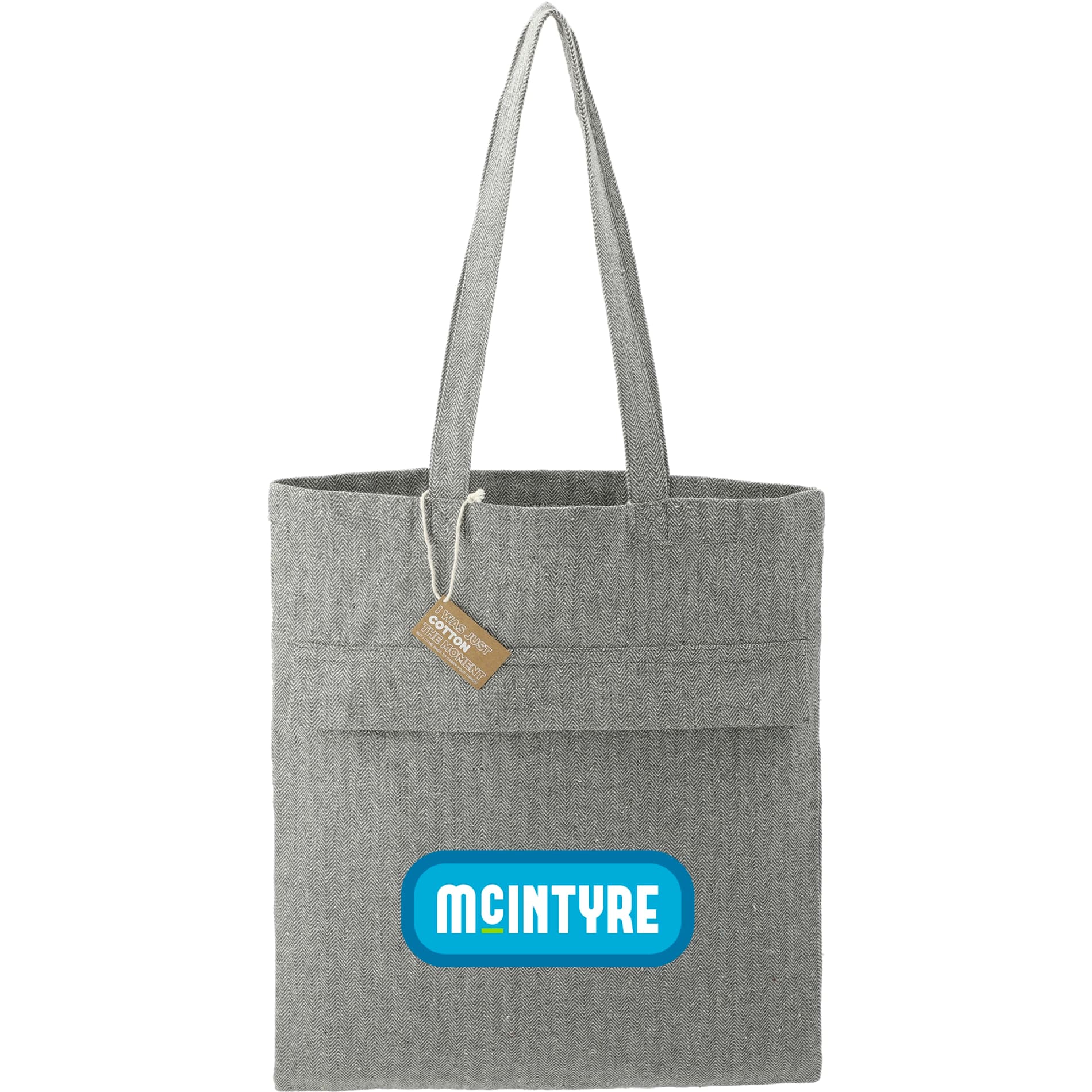 Recycled Cotton Herringbone Tote with Zip Pocket