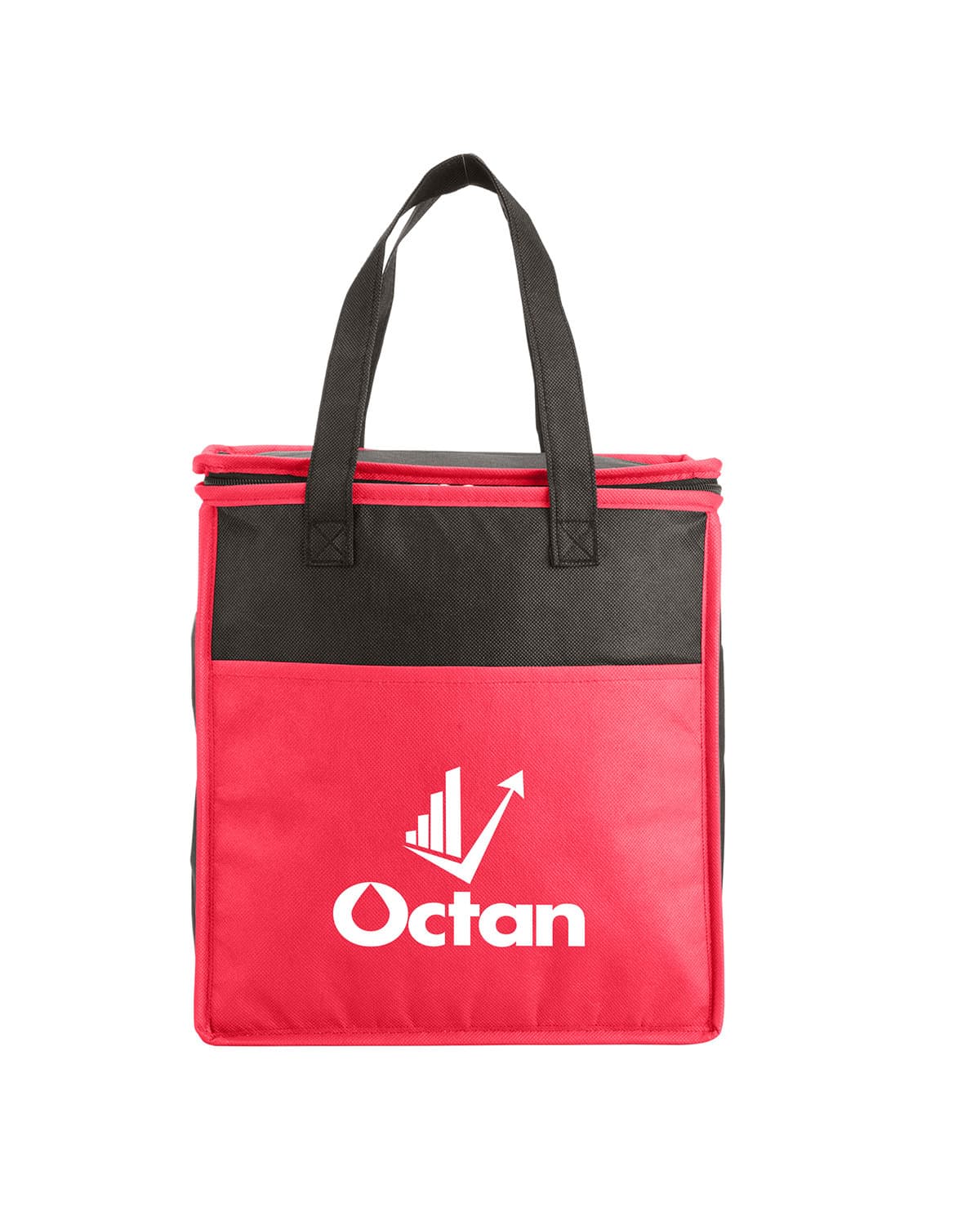Two-Tone Flat Top Insulated Non-Woven Shopping Tote Bag.